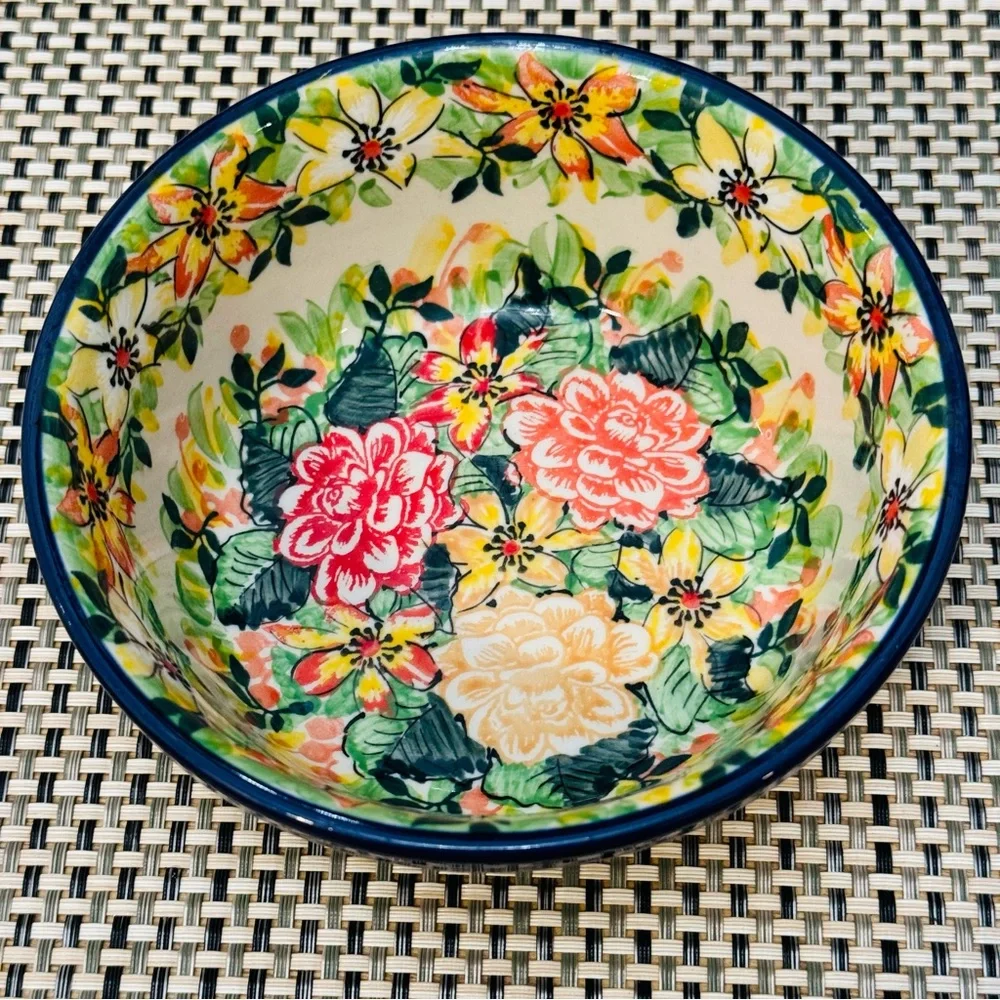 Polish Pottery  Bowl 6” Summer In The 60's UNIKAT UNIKAT